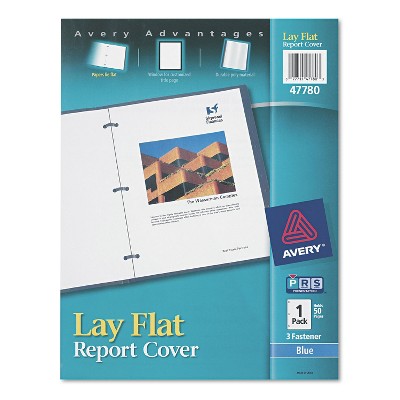Avery Lay Flat View Report Cover w/Flexible Fastener Letter 1/2" Cap Clear/Blue 47780