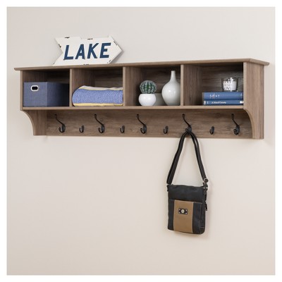 Drifted Gray 60" Hanging Entryway Shelf with Hooks