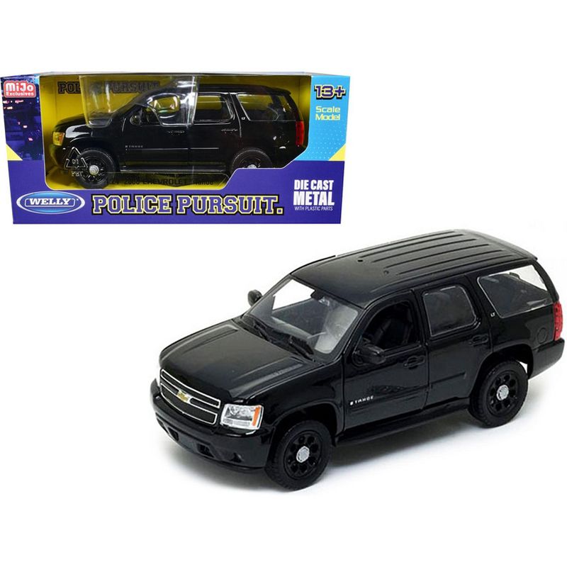 2008 Chevrolet Tahoe Unmarked Police Car Black 1/24 Diecast Model Car by Welly, 1 of 4