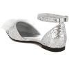 Clarice Sheer Bow Detail Glitter Flat Sandals - 3 of 4