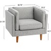 Atley Modern Upholstered High Sided Arm Chair with Solid Wood Legs - 2 of 4