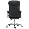 vidaXL Adjustable Reclining Office Chair - Black Faux Leather, Swivel Design, Metal Frame, Rolling Castors, Easy-Clean Upholstery - 3 of 4