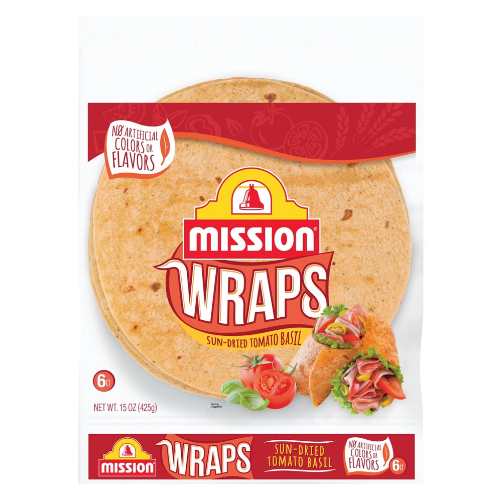 Mission Sun Dried Tomato Basil Flour Wraps - 15oz/6ct