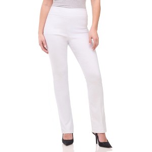 Rekkuna Women's Pull-On Straight Leg Dress Pants – Mid-Rise Office Slacks with Hidden Pocket and Flattering Fit - 1 of 4