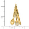 Black Bow Jewelry 14k Yellow Gold 3D Three Piece Flatware Pendant - 4 of 4