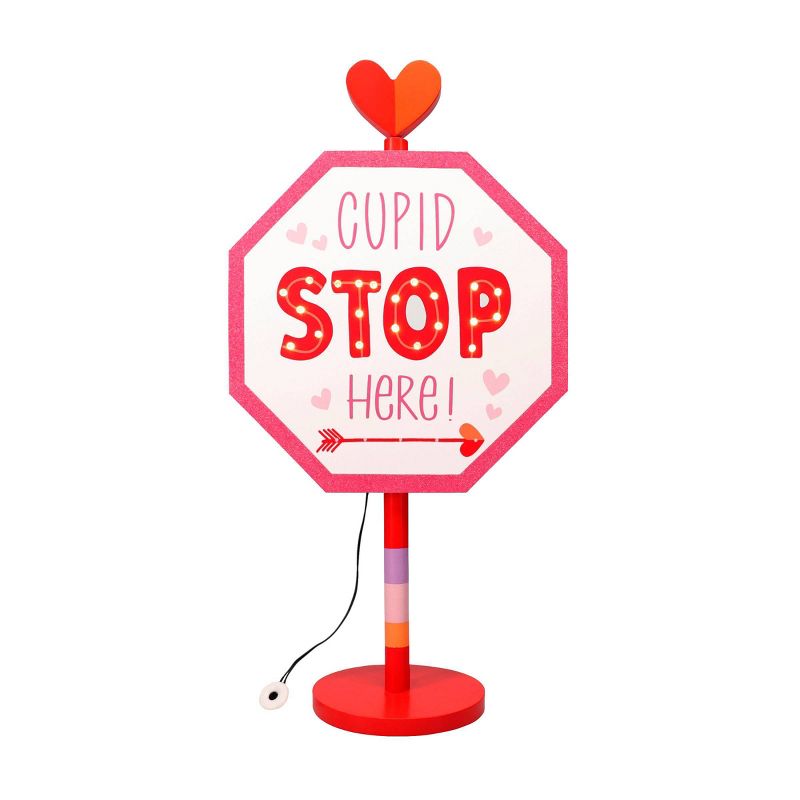 Lit LED &#39;Cupid Stop Here&#39; Valentine&#39;s Day Tabletop Sign - Spritz&#8482;, 2 of 7