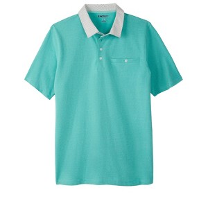 KingSize Men's Big & Tall Shirt Collar Polo - L, Tidal Green Birdseye - 1 of 4