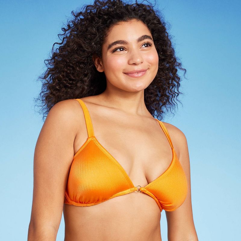 Women's Ribbed Underwire Bikini Top - Wild Fable™ Orange, 4 of 7