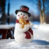 Enchanting Snowman and Fawn Home Holiday Decoration, 8" Tall Winter Woodland Deer Figurine| OrnamentallyYou - 4 of 4
