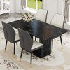 NicBex 5 Piece Dining Table Set for 4 with Black Marble Pattern Tabletop and 4 PU Chairs,White - 2 of 4