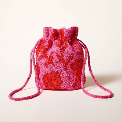 Beaded Classic Rose Drawstring Bucket Bag - kate spade new york x Target Pink/Red