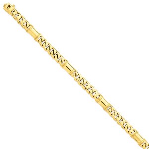 Black Bow Jewelry Men's 14k Yellow Gold, 7.5mm Fancy Link Bracelet, 8 Inch - 1 of 3