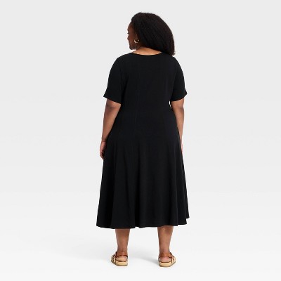 Women Plus Short Sleeve Seamed Knit Midi T-Shirt Dress – Ava &