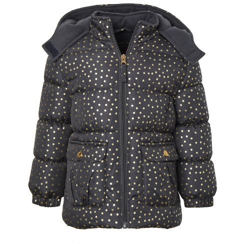 Sportoli Girls Fleece Lined Quilted Midlength Fur Trimmed Hood Winter  Puffer Coats - Navy 7/8