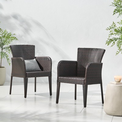 SKRAN Set of 2 Dining Chair, PE Wicker Chair with Golden Legs and powder coated iron frame for Kitchen Island,Home Bar and Dining Room, Gray