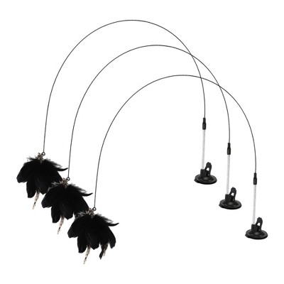 Unique Bargains Cat Teaser with Suction Cup and Bell Fluffy Plume Teasing Sticks