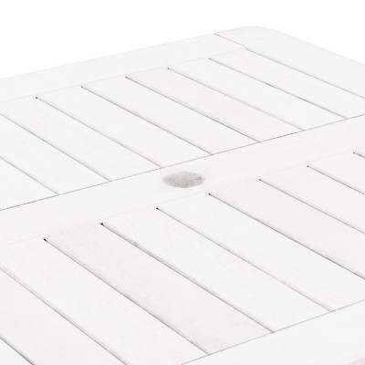 Whitewashed Hardwood Outdoor Square Bar Height Table with Umbrella Hole