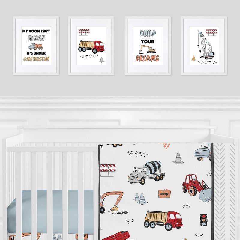 Sweet Jojo Designs Boy Unframed Wall Art Prints for Décor Construction Truck Red Blue and Grey 4pc, 3 of 6