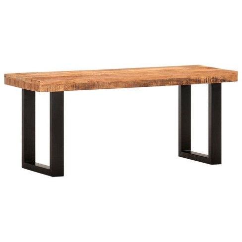 vidaXL Bench 43.3 in. Solid Rough Mango Wood and Steel - image 1 of 4