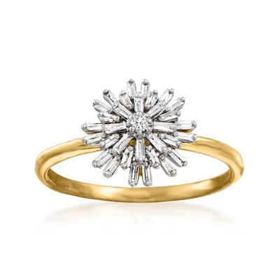 Ross-Simons 0.22 ct. t.w. Baguette Diamond Starburst Ring in 14kt Yellow Gold