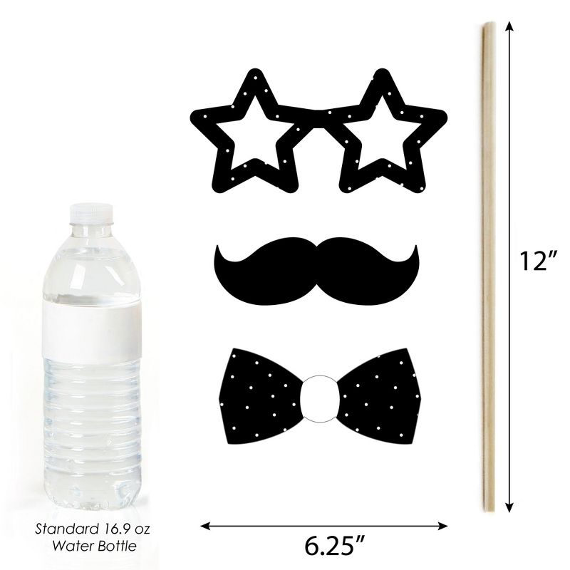 Big Dot of Happiness Mr. and Mrs. - Black and White Wedding or Bridal Shower Photo Booth Props Kit - 20 Count, 5 of 7