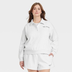 Women's Leisure Studio Long Sleeve Fleece Polo Shirt - Universal Thread™ - 1 of 3