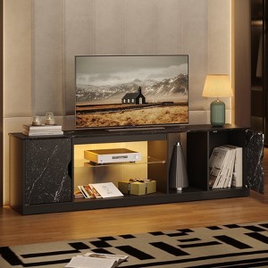 Bestier 70" TV Stand for up to 75 inch TV, LED Gaming Entertainment Center with Storage Cabinet, Media Console with Adjustable Tempered Glass Shelf - 1 of 4