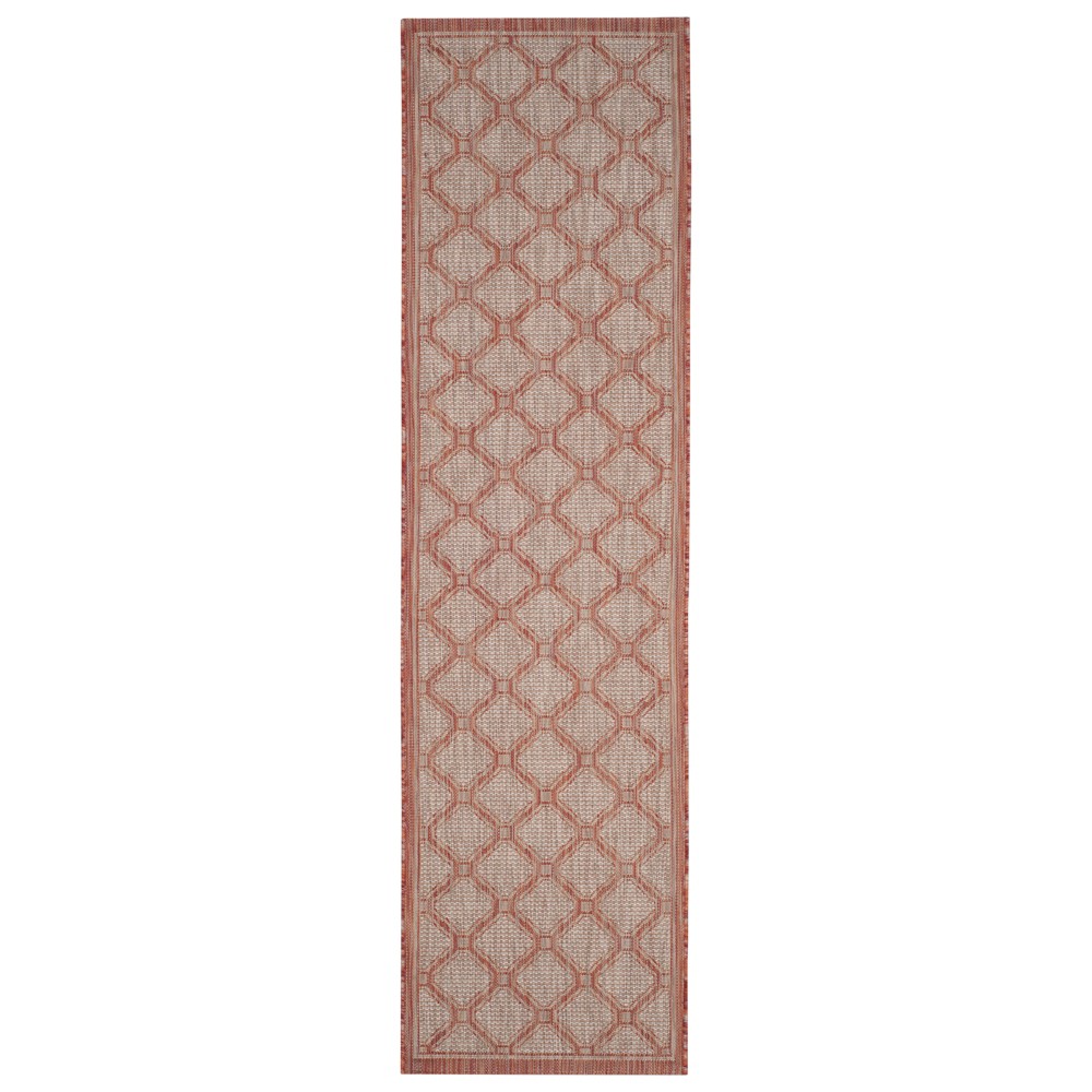 2'3inX8' Runner Mayenne Outer Patio Rug Red/Beige - Safavieh