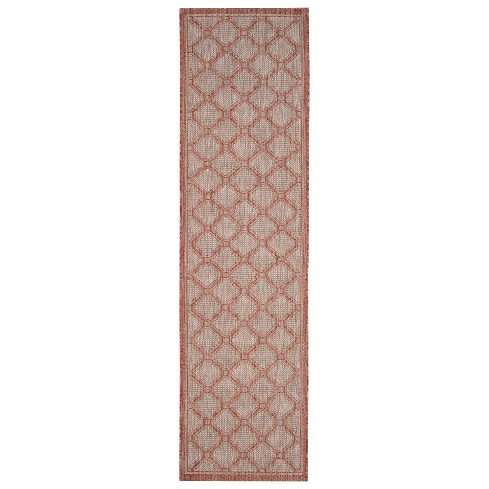 2'3inX8' Runner Mayenne Outer Patio Rug Red/Beige - Safavieh