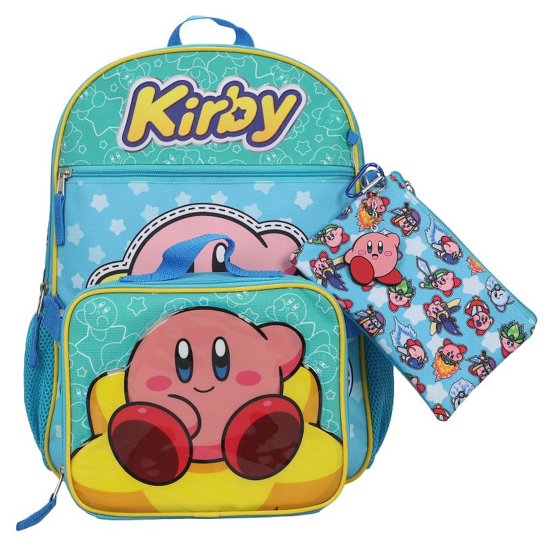 Kirby 5-Piece Set: 16" Backpack, Lunchbox, Utility Case, Rubber Keychain, and Carabiner, 3 of 8