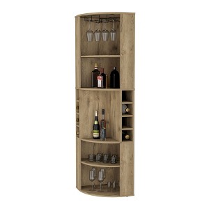 SEVOBAL Wine Racks Corner Bar Cabinet with Storage Shelves Integrated Wine Rack and Stemware Hanger for Home Decor, Yellow, 18.5"*18.5"*70.8" - 1 of 4