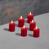 Lumabase 6ct Battery Operated 3D Wick Flame Mini Pillars Red - 2 of 4