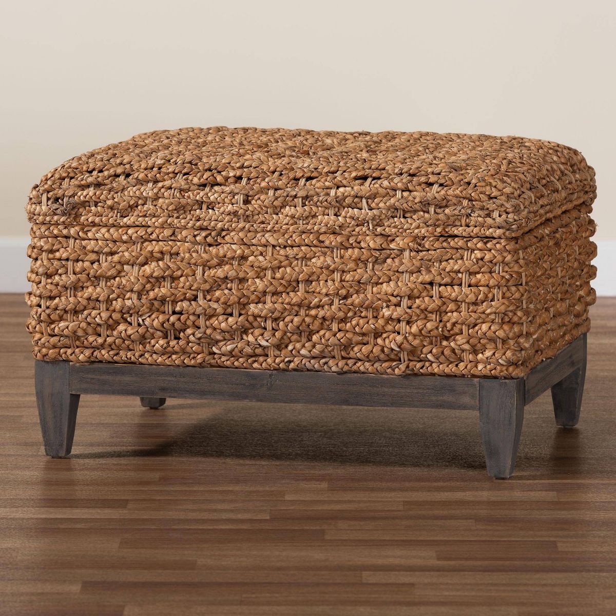 bali & pari Bailey Seagrass Square Storage Ottoman with Lift-Top Lid Natural Brown/Espresso Brown - thumbnail 8