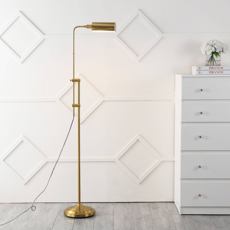 63&#34; Zinnia Industrial Minimalist Height Adjustable Iron Pharmacy Floor Lamp (Includes LED Light Bulb) Brass Gold - JONATHAN Y, 2 of 10