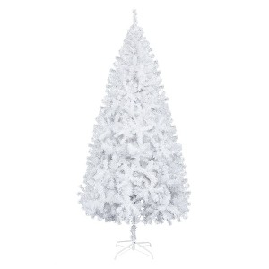 Flocked Christmas Tree Pre-Lit Artificial Christmas Tree with Lights, Tied Flocking Xmas Tree for Christmas Decoration Home Office Apartment Display - 1 of 4