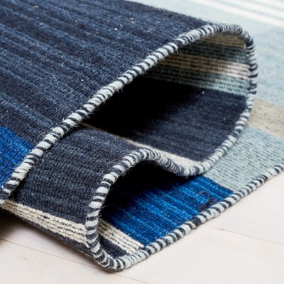 Handmade Gray Stripe Wool 6' x 9' Flat Woven Area Rug