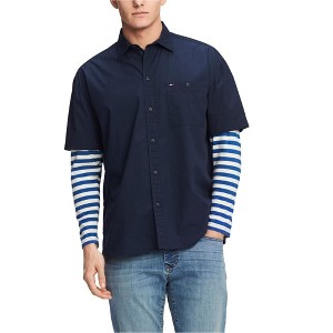 Tommy Hilfiger Mens Oversized Striped Sleeve Button Up Shirt - 1 of 1