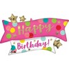 LoonBalloon 38 Inch Satin Pink Confetti Banner Balloon with 4 latex- Festive & Elegant - 2 of 3