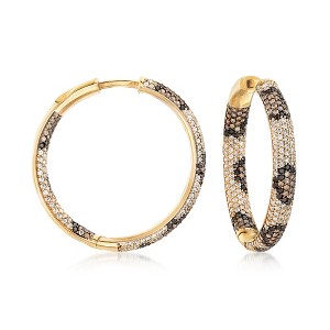 Ross-Simons 3.23 ct. t.w. Multicolored CZ Leopard Inside-Outside Hoop Earrings in 18kt Gold Over Sterling - 1 of 4
