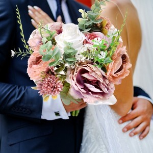 Unique Bargains Wedding Artificial Flower Bridal Artificial Flower Bouquet Multicolor 1 Pc - 1 of 4