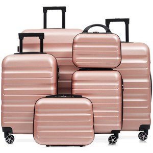 MOEPISY 6-Piece ABS Hardshell Luggage Set - Lightweight & Durable Suitcases with Dual Spinner Wheels, Rose Gold - 1 of 4
