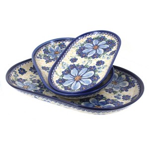 Blue Rose Polish Pottery 8600 Vena 3 Piece Oval Serving Set - 1 of 1