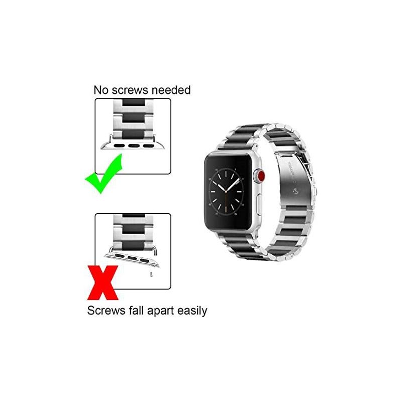 Worryfree Gadgets Stainless Steel Two Tone Classic Band for Apple Watch 42/44/45/49mm, 4 of 7