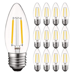 Luxrite LED Chandelier Light Bulbs E26, 40 Watt Equivalent, 2700K Warm White, Dimmable, Torpedo Tip, 400 Lumens, UL Listed 12 Pack - 1 of 4