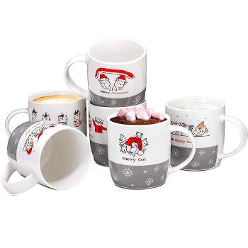Bruntmor 24 Oz Jumbo Ceramic Coffee Mug Set of 4 - Black with Red, 24 Oz -  Metro Market