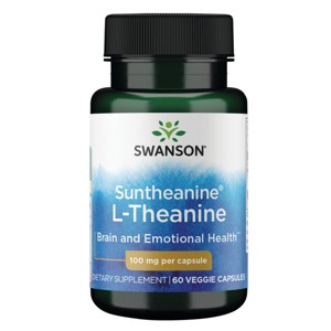 Swanson Suntheanine L-Theanine, Nervous System Support, 100 mg (60 Vegan Capsules). - 1 of 2