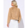 INSPIRE CHIC Women's Long Sleeve Open Front Cropped Winter Faux Fur Jacket - 3 of 4