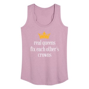 Women's - Instant Message - Real Queens Fix Each Other's Crowns Graphic Racerback Tank - 1 of 4