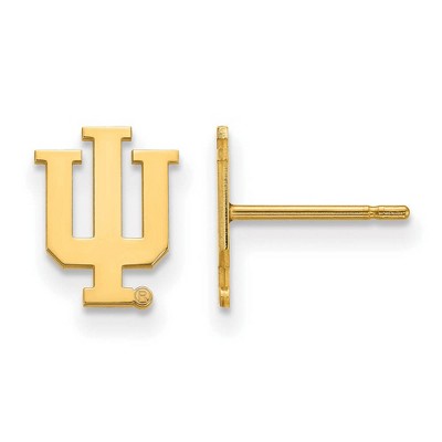 Black Bow Jewelry 14k Yellow Gold Plated Sterling Silver Indiana Hoosiers NCAA Post Earrings