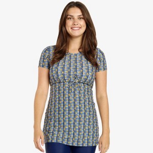 Calypsa Women's Plus Size Nikki Nursing and Maternity UPF 50+ Short Sleeve Swim Tunic - 1 of 3
